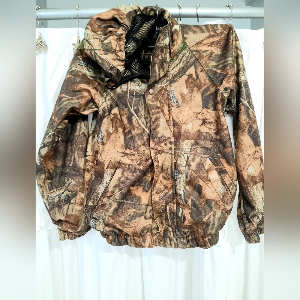 Youth Camo Jacket Small Mad Dog Hunting Advantage Timber Snap Zipper Hooded